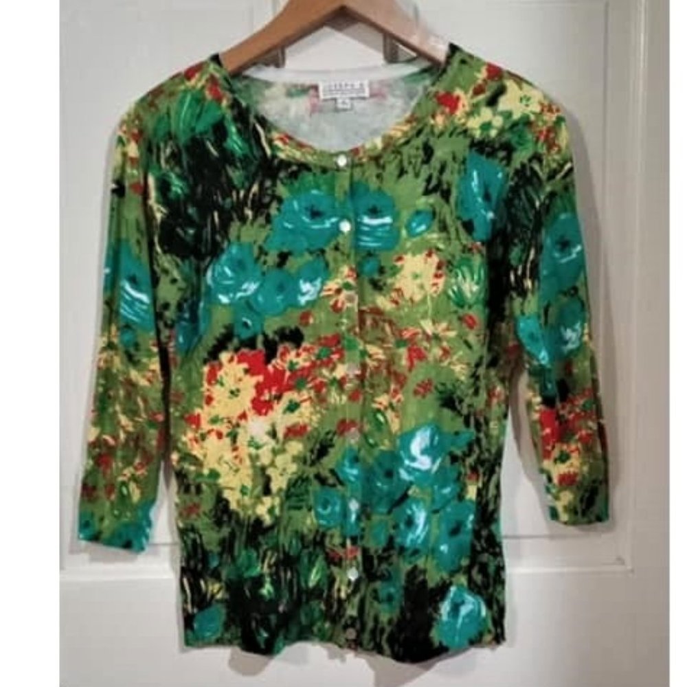 Joseph A. Green Button Up Top MEDIUM